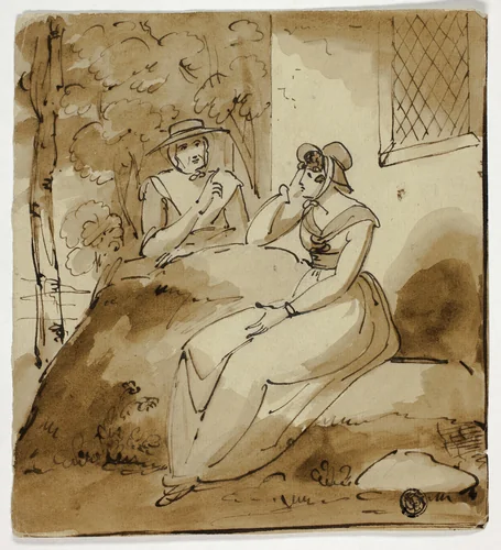 Two Women Conversing Near House by Richard Westall
John Renton, drawing, 1780-1836