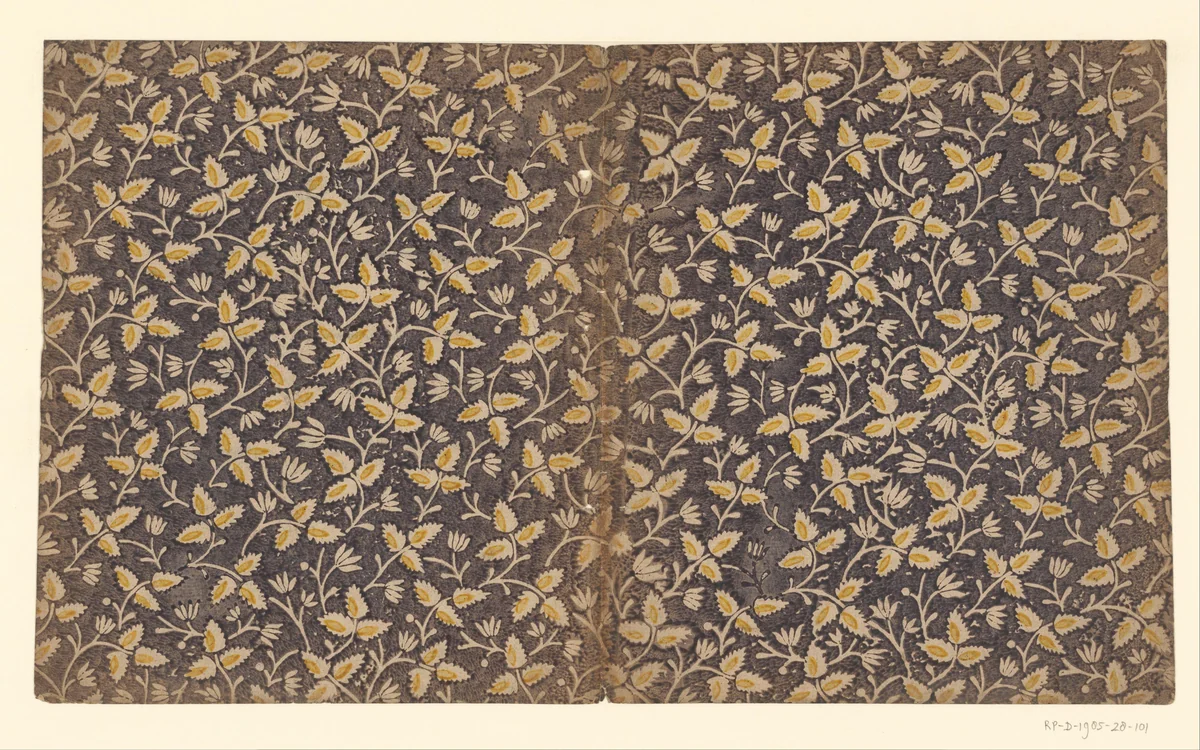 Blad met strooipatroon van takken met bladeren by anonymous, other, 1750-1900