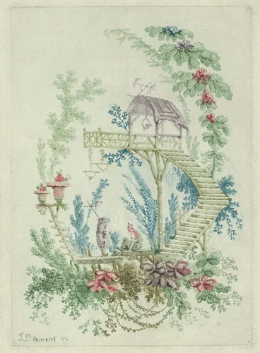 Chinoiserie, from "Nouvelle Suite de Cahiers de dessins chinois a l'usage des dessinateurs et des peintres" (Nr 1) by Jean Pillement, print, 1790-1799