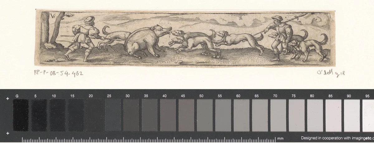 Wilde zwijnenjacht by Unknown, print, 1524-1562