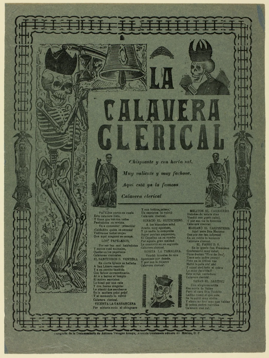 The Priestly Calavera by José Guadalupe Posada, print, 1872-1913