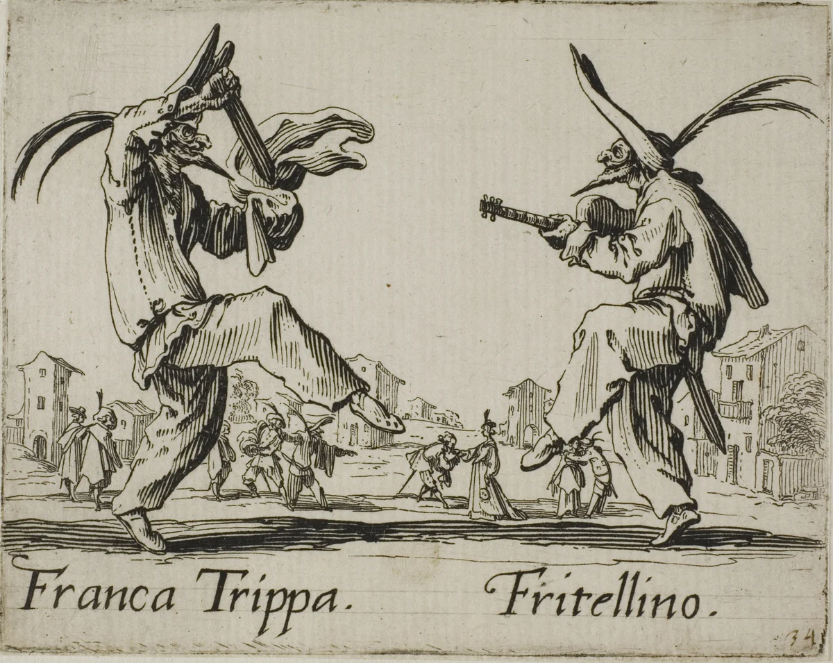 Franca Trippa - Fritellino, plate 23 from Balli di Sfessania by Jacques Callot, print, 1617-1627