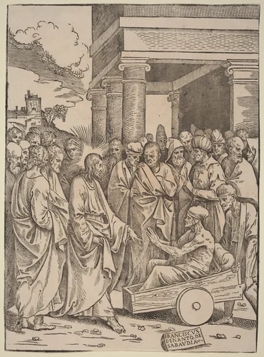 The Raising of Lazarus by Francesco Denanto, print, 1452-1592