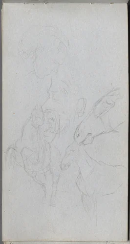 Sketchbook, page 90: Study of Horses, Profiles by Ernest Meissonier, book, 1860-1869