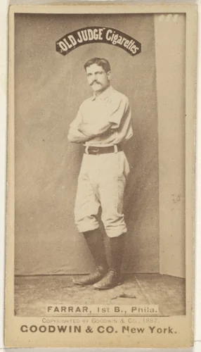 Sidney Douglas Farrar, 1st Base, Philadelphia, from the Old Judge series (N172) for Old Judge Cigarettes by Goodwin & Company, photograph, 1887