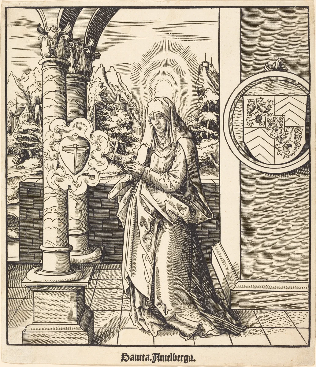 Saint Amelberga by Leonhard Beck, print, 1516-1518