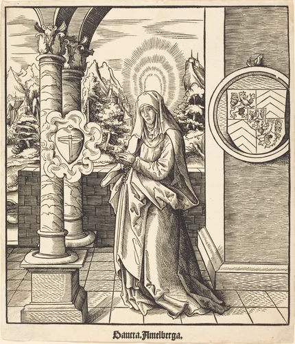 Saint Amelberga by Leonhard Beck, print, 1516-1518
