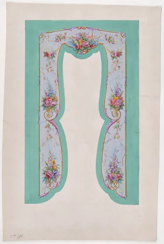 Design for a Valance with Floral Motifs by anonymous, drawing, 1870-1900