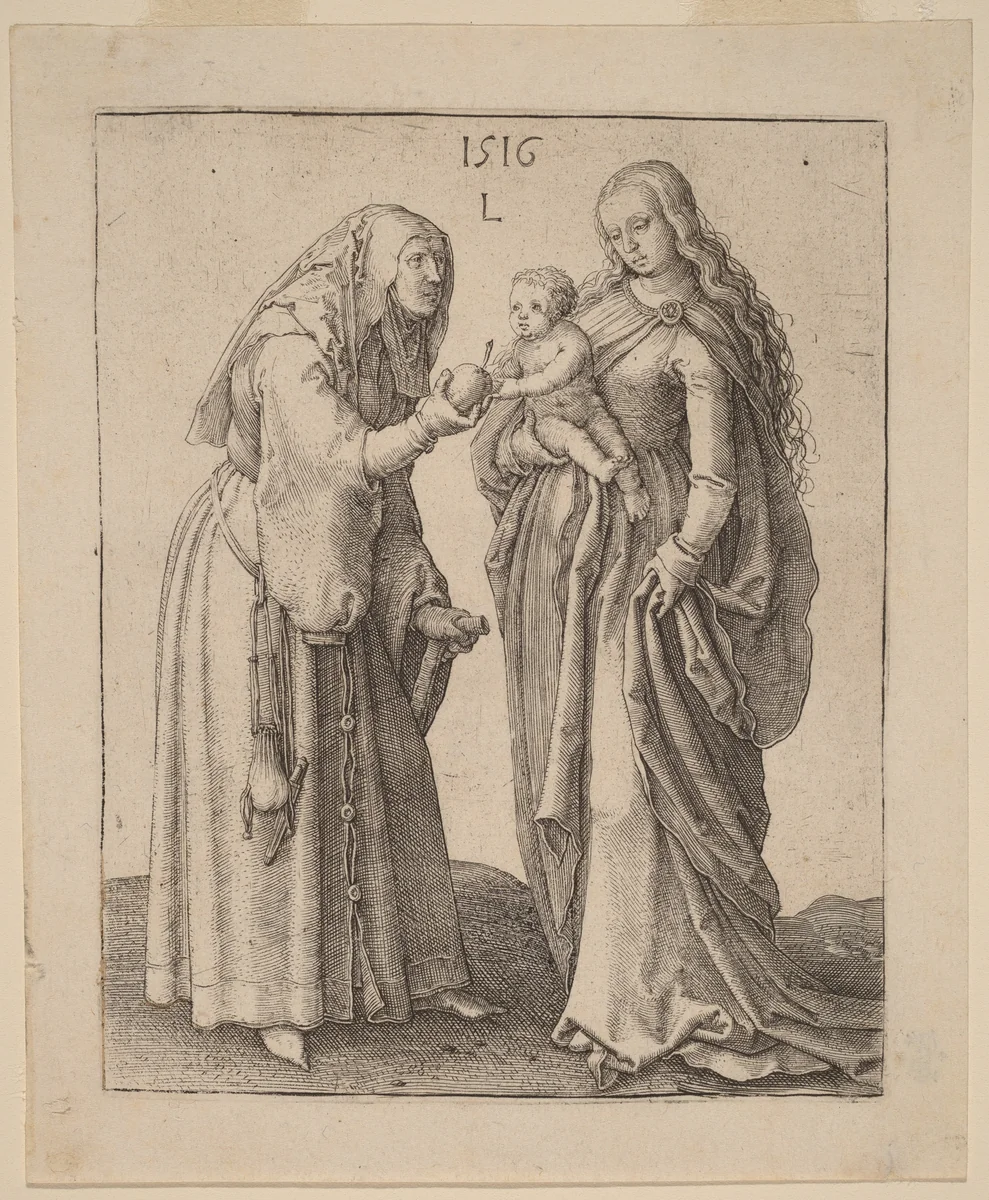 The Virgin and Saint Anna by Lucas van Leyden, print, 1516