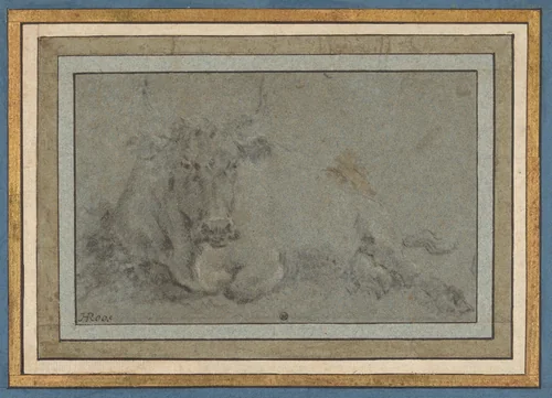 Study of a Cow by Johann Heinrich Roos, drawing, 1651-1685
