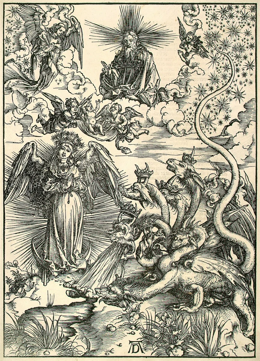 The Apocalyptic Woman by Albrecht Dürer, print, 1496-1498