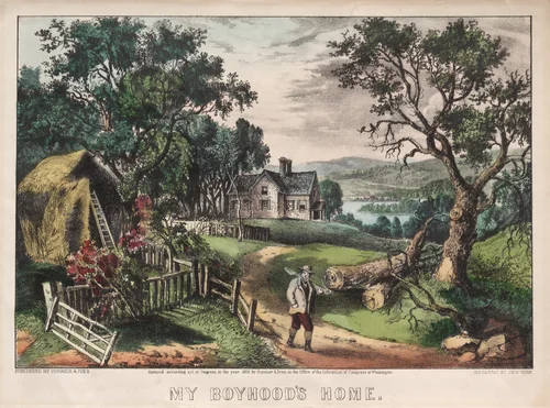 My Boyhood's Home by James Merritt Ives, print, 1872