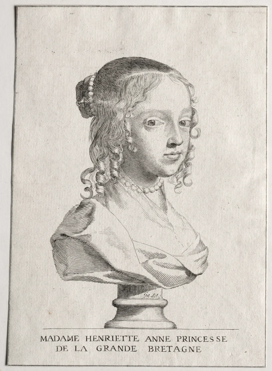 Henriette-Marie d'Angleterre, duchess d'Orleans by Claude Mellan, print, 1655-1661