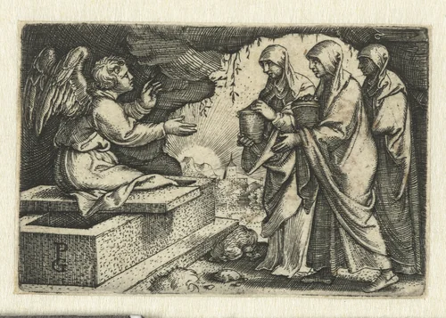 Drie Maria's bij het lege graf by Unknown, print, 1534-1535