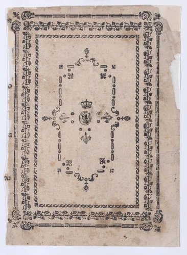 Sheet with rectangular design, possibly carpet design by anonymous, print, 1800-1900