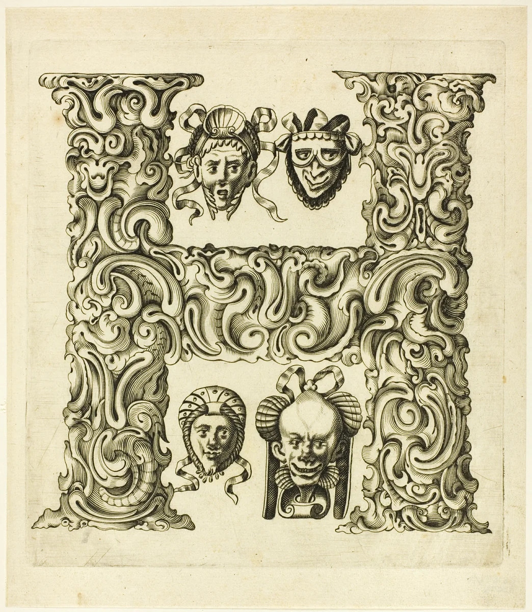 Letter H by Peter Aubry, print, 1630