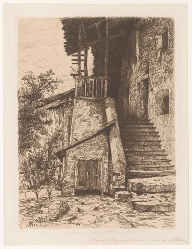 Chalet met trap by Maria van Hohenzollern-Sigmaringen, print, 1880