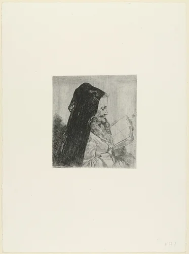 Portrait of an Old Woman Reading by Joseph Stella, print, 1900