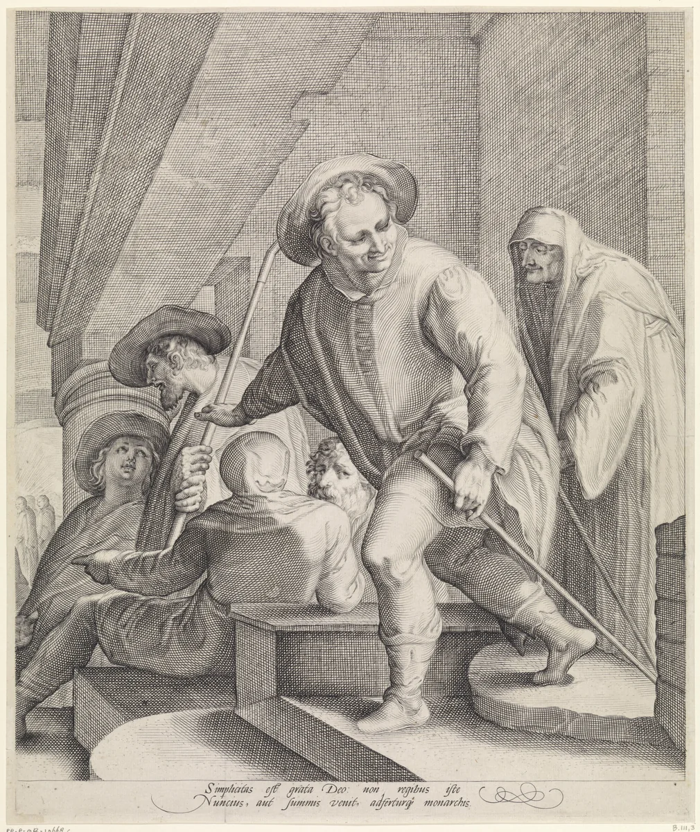 Aanbidding door de herders (rechter blad) by Jan Saenredam, print, 1589-1607