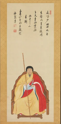 Portrait of the Ōbaku Zen Monk Jifei Ruyi (Sokuhi Nyoitsu) by Kita Genki, painting, 1666