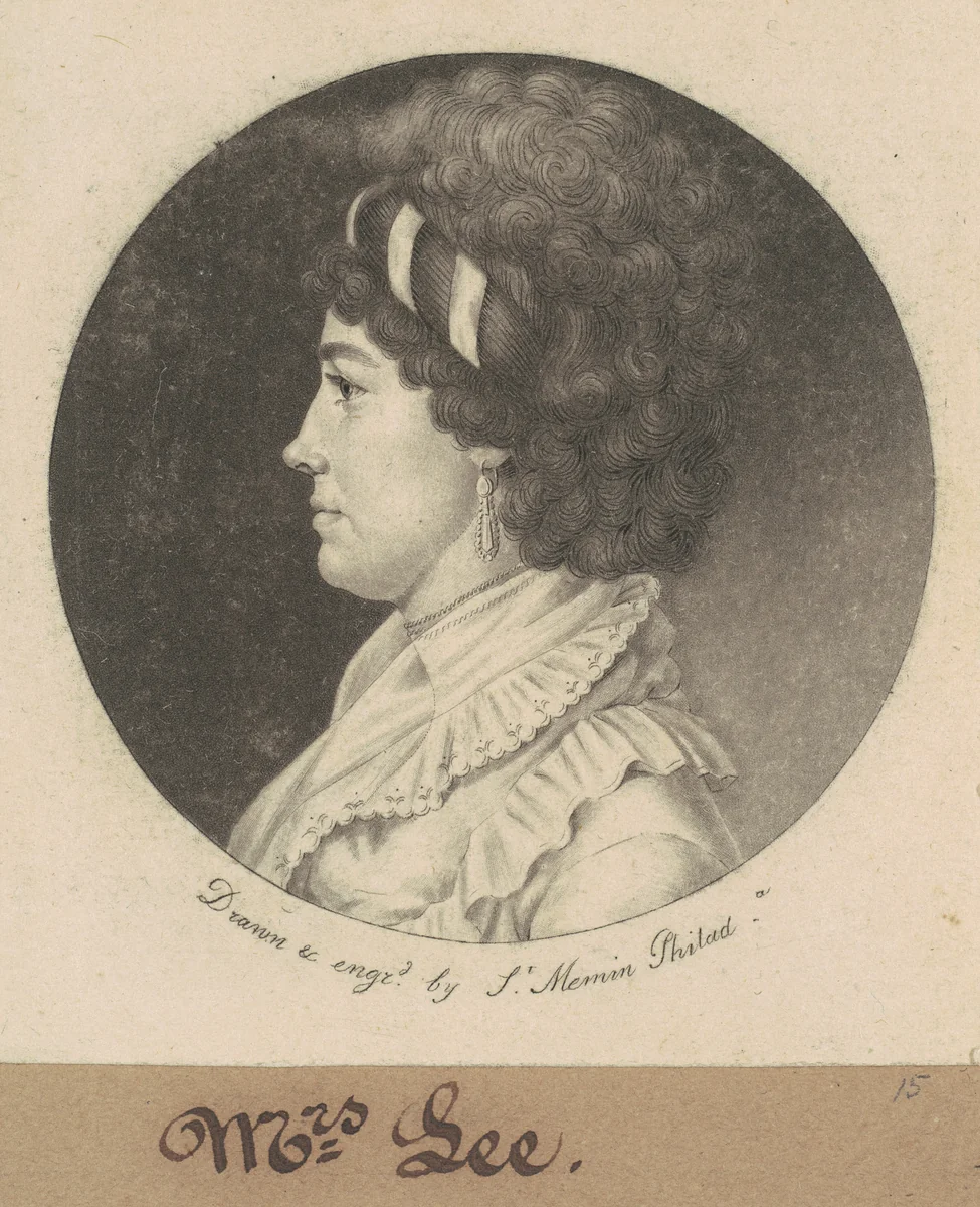 Temperance Hedge Lee by Charles B. J. Févret de Saint-Mémin, print, 1799