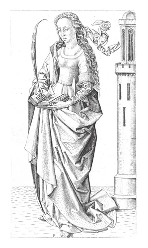 St. Barbara by Master FVB, print, 1470-1500