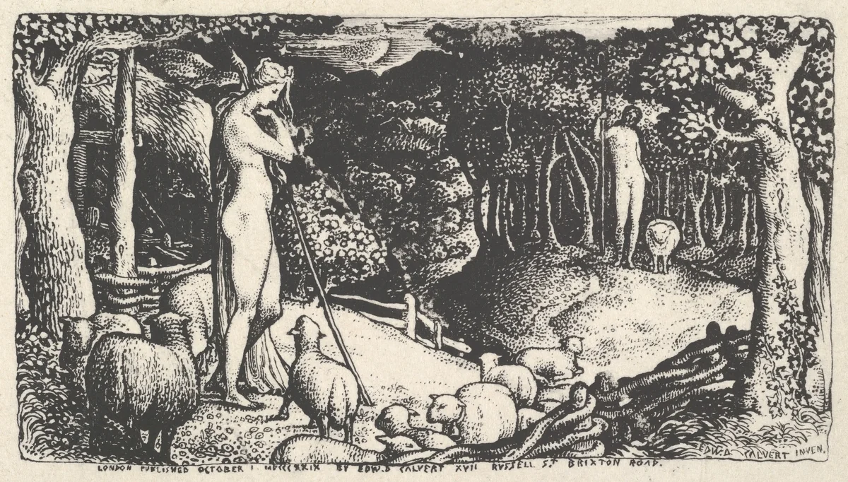 Ideal Pastoral Life by Edward Calvert, print, 1829