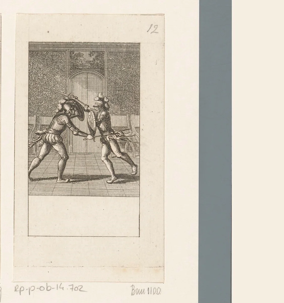 Macbeth en Macduff in gevecht by Daniel Nikolaus Chodowiecki, print, 1784