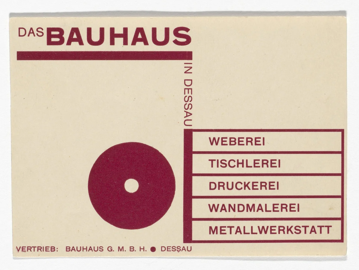 Das Bauhaus in Dessau postcard by Joost Schmidt, design, 1925