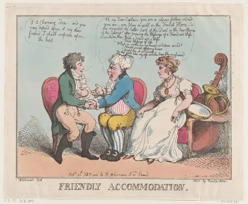 Friendly Accommodation by Thomas Rowlandson, print, 1802