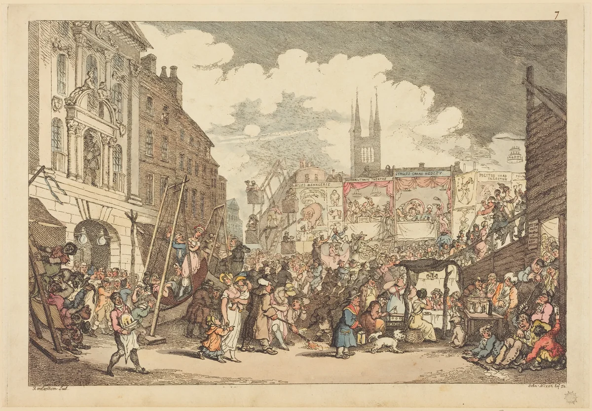 Bartholomew Fair by Thomas Rowlandson; John Nixon, print, 1807