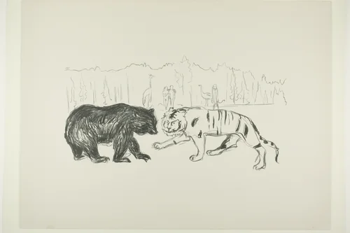 The Tiger and the Bear by Edvard Munch, print, 1908-1909