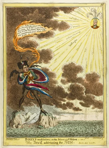 Boney's Meditations on the Island of St. Helena by George Cruikshank, print, 1815