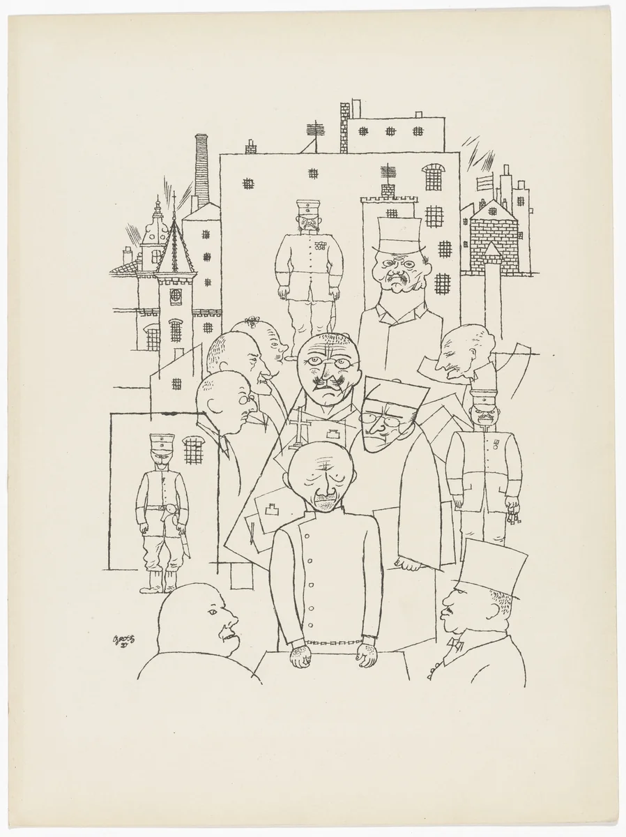 He Made Fun of Hindenburg (Er hat Hindenburg verspottet) (plate 11) from the illustrated book Deutsche Graphiker der Gegenwart (German Printmakers of Our Time) by George Grosz, illustrated book, 1920