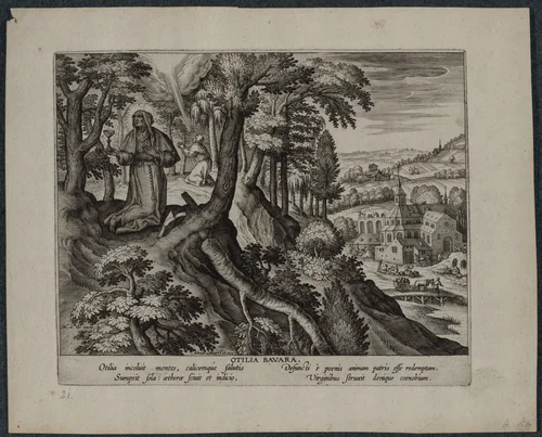 Otilia Bavara (Saint Otilia of Bavaria) by Adriaen Collaert, print, 1570-1590