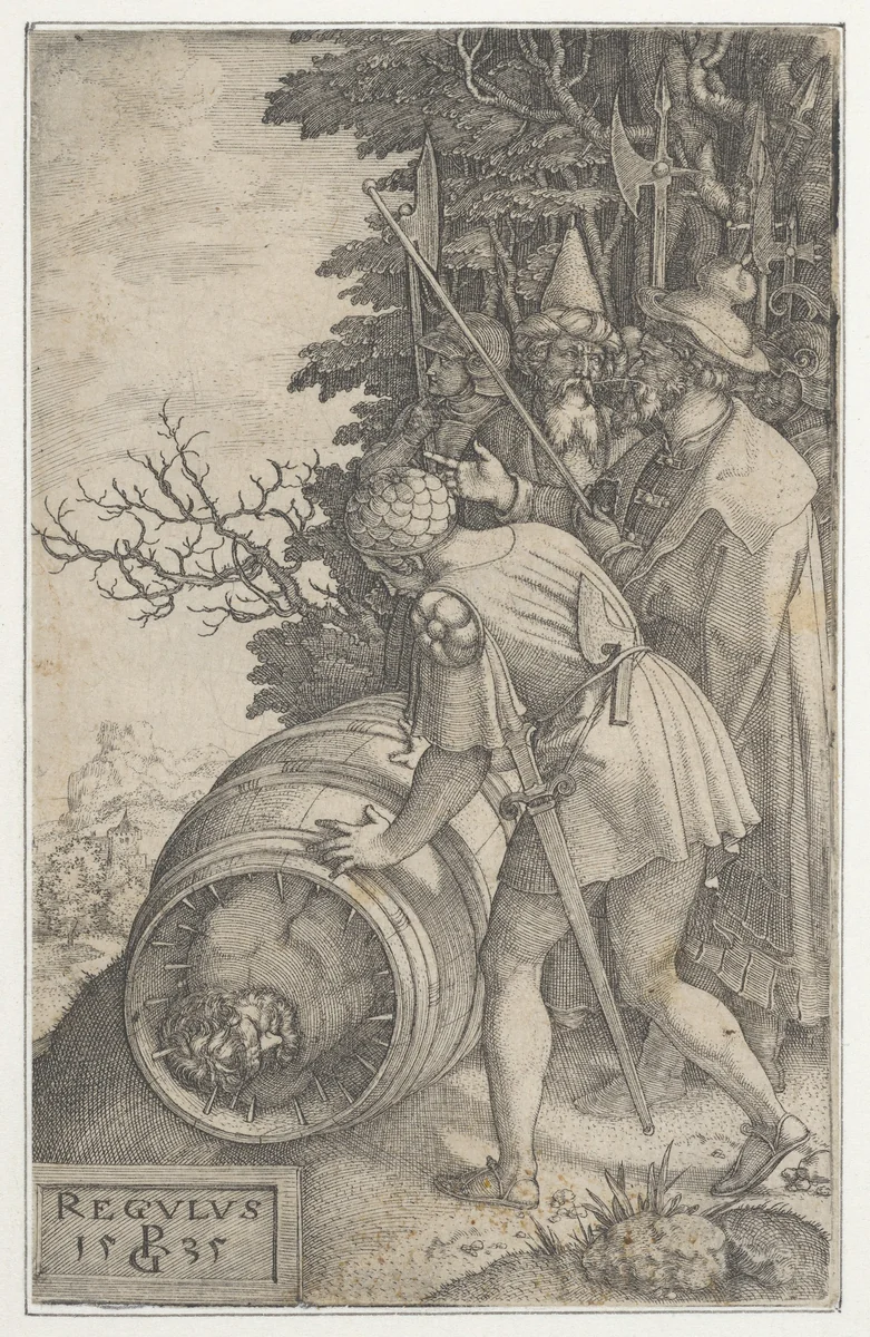 Attilius Regulus, from Roman Heroes by Georg Pencz, print, 1535