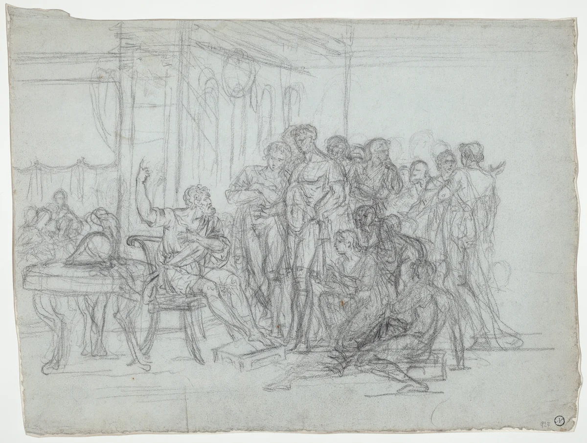 Timoleon Thanked by the Citizens of Syracuse by Jean-Claude Naigeon, drawing, 1785-1795