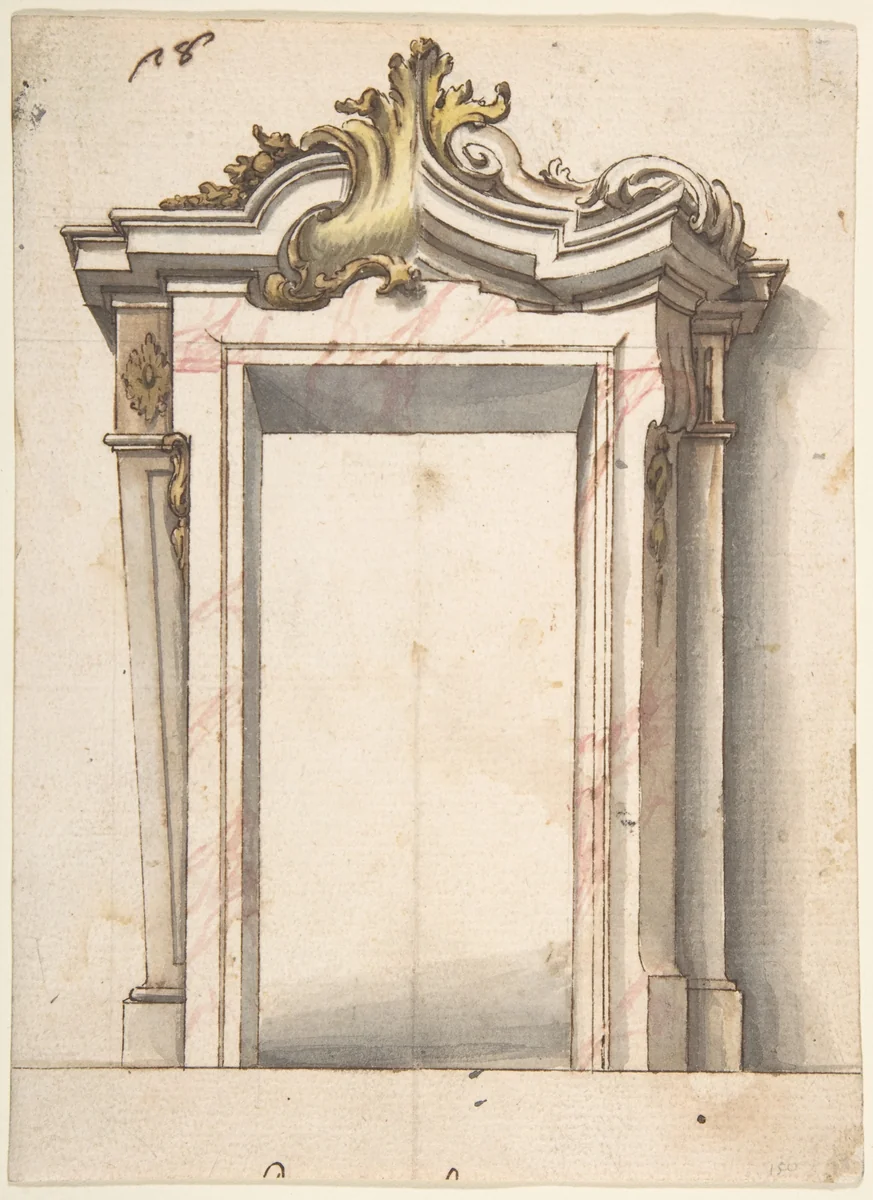 Two Alternate Designs for a Doorway by anonymous, drawing, 1730-1760