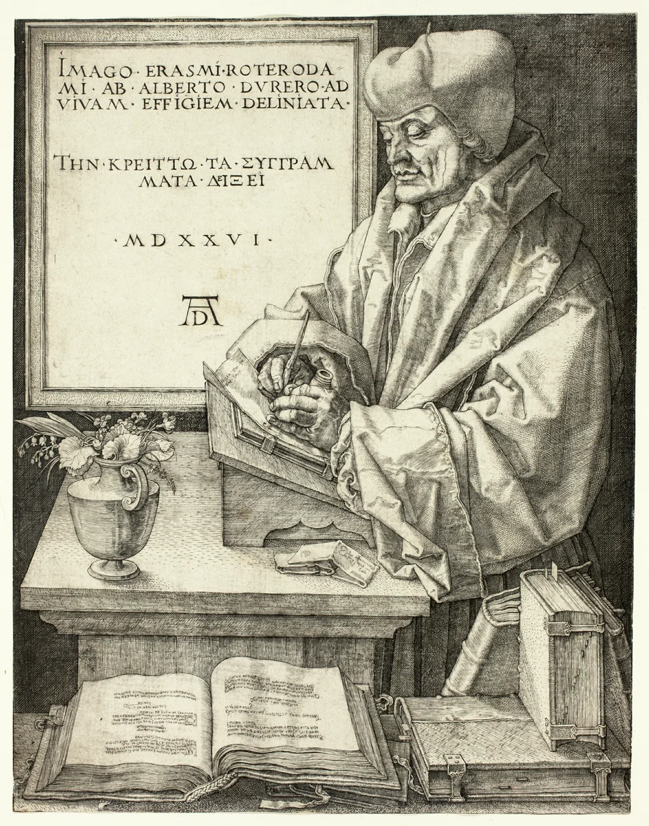 Erasmus of Rotterdam by Albrecht Dürer, print, 1526