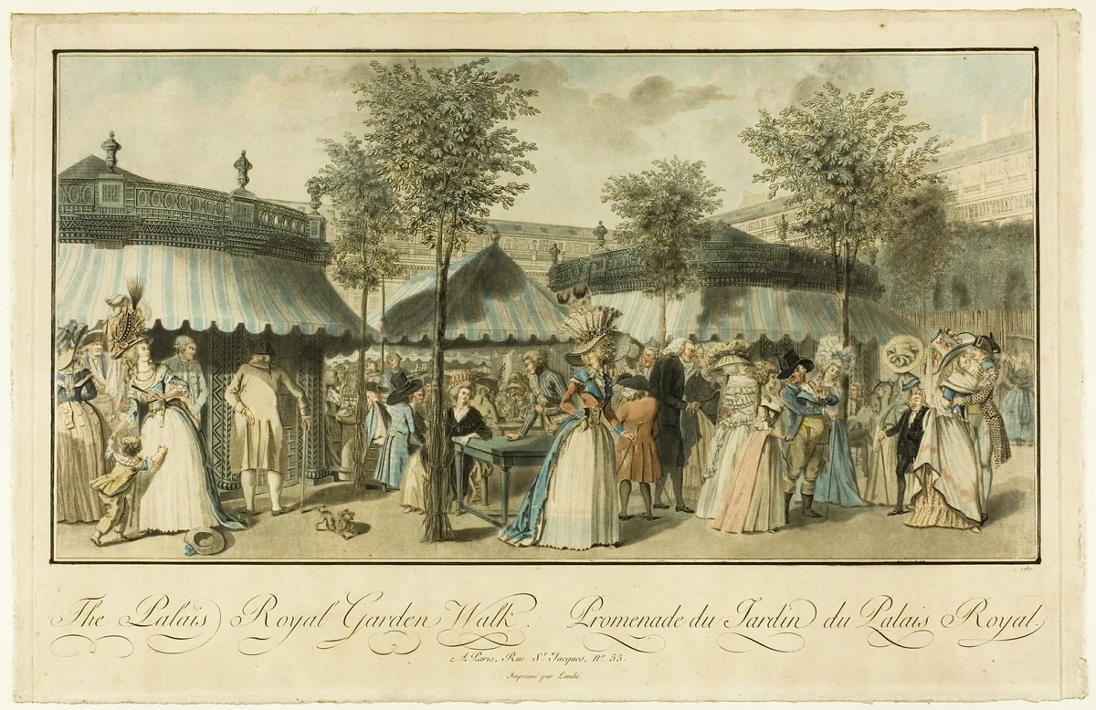 Le Palais Royal Garden Walk by Louis Le Coeur, print, 1787