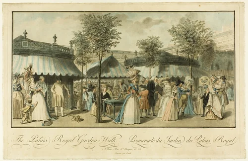 Le Palais Royal Garden Walk by Louis Le Coeur, print, 1787