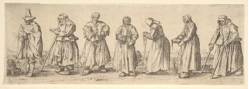 Men and women beggars by Wenceslaus Hollar, print, 1630