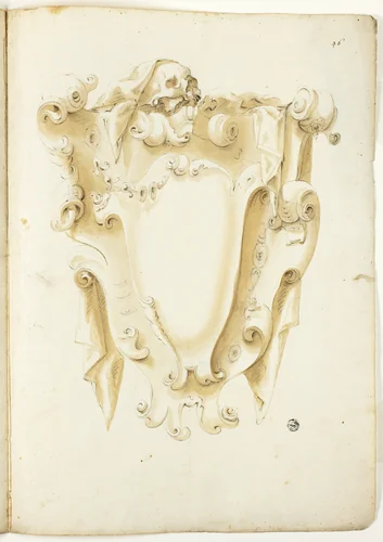 Design for Escutcheon, with Skulls by Unknown Artist, drawing, 1600-1699