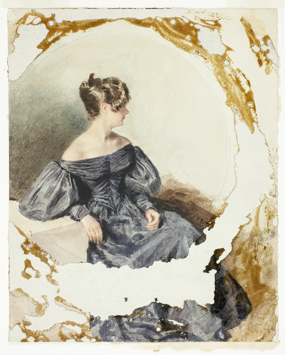 Seated Woman in Black Gown by William Henry Hunt, painting, 1810-1864
