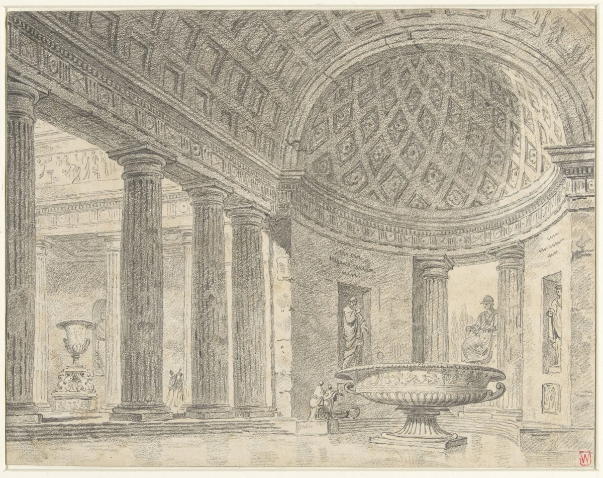 Villa Albani te Rome by Hubert Robert, drawing, 1754-1808