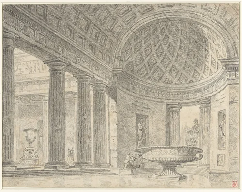 Villa Albani te Rome by Hubert Robert, drawing, 1754-1808
