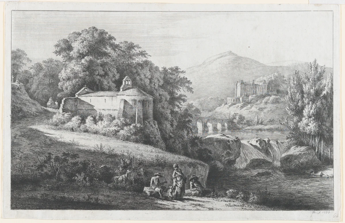 The Old Chapel at Châtillon-d'Azergues by Jean Jacques de Boissieu, print, 1799