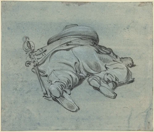 A Cavalier Lying on the Ground by Jan Both, drawing, 1640