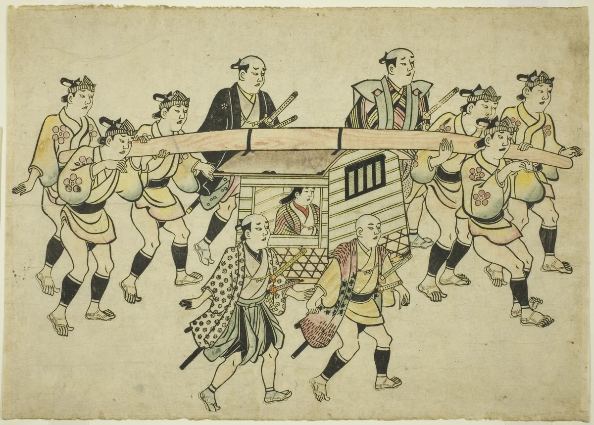 Procession of a Daimyo by Hishikawa Moronobu (菱川師宣), print, 1676-1689