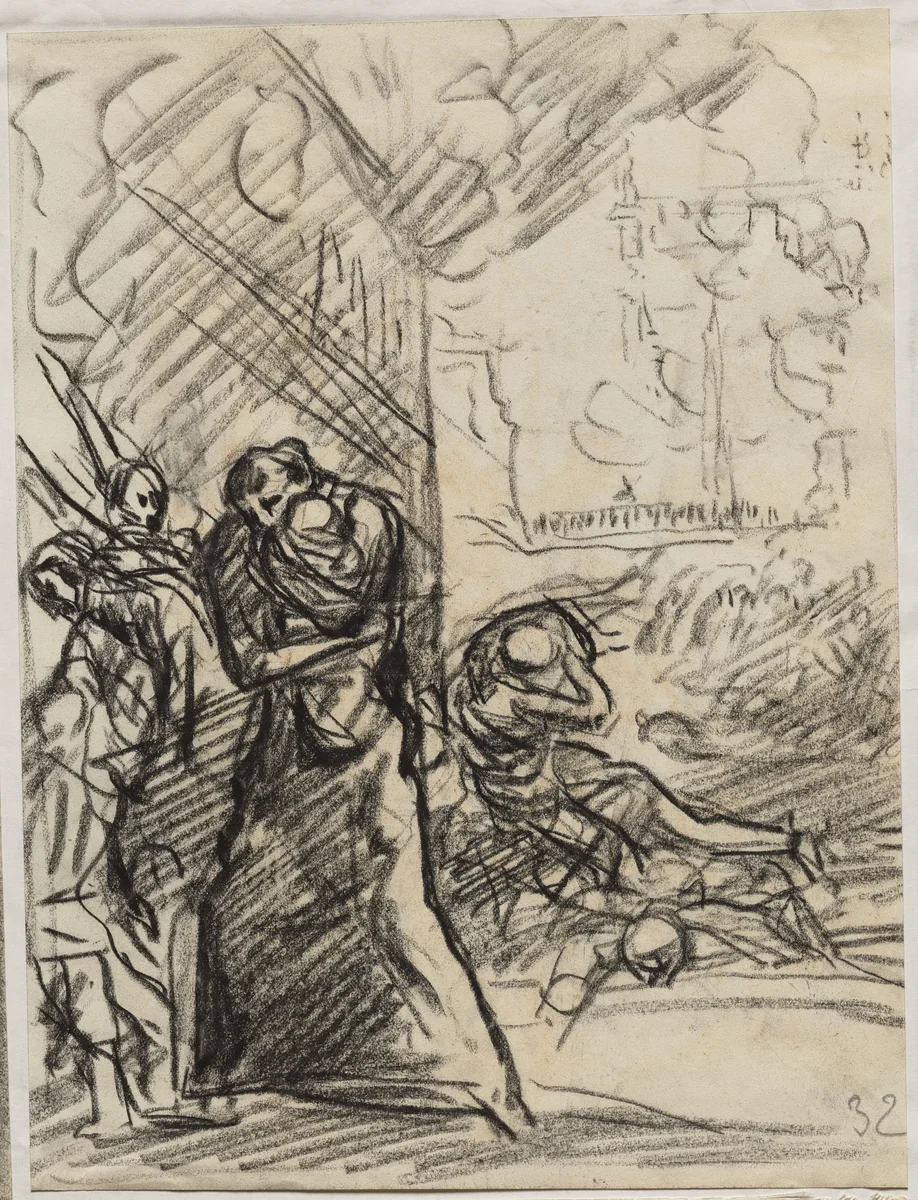 L'Incendie de Louvain by Auguste Louis Lepère, drawing, 1914